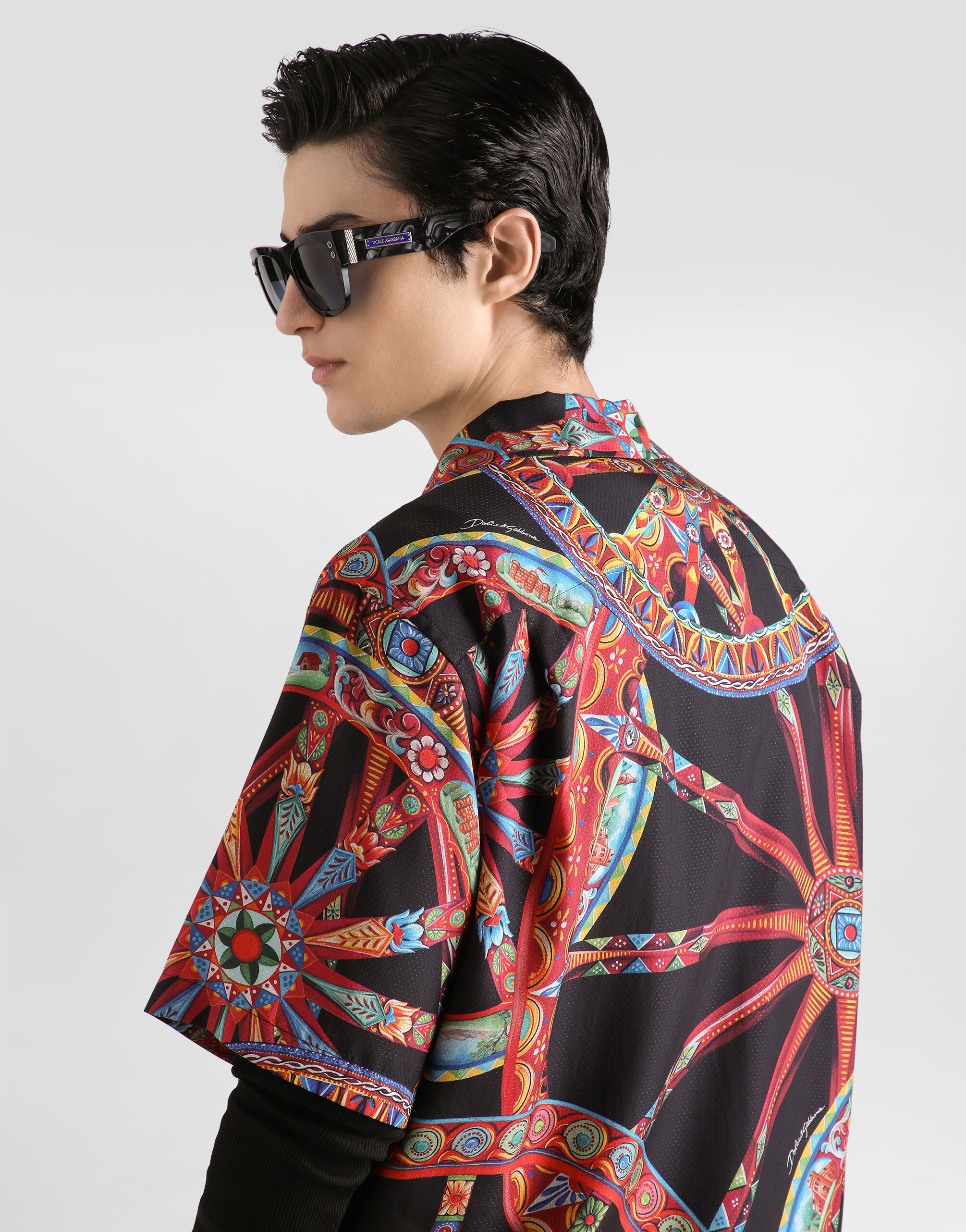 Carretto-print hawaii silk jacquard shirt in Multicolor for Men