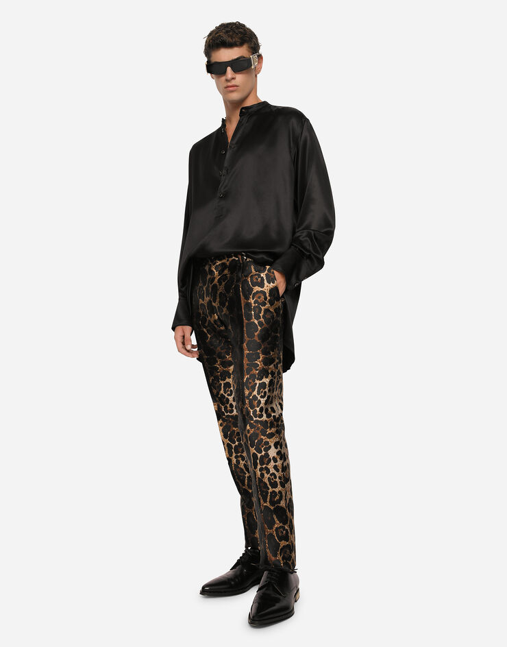 Dolce & Gabbana Jacquard pants with leopard design Animal Print GY7BMTHJMIE