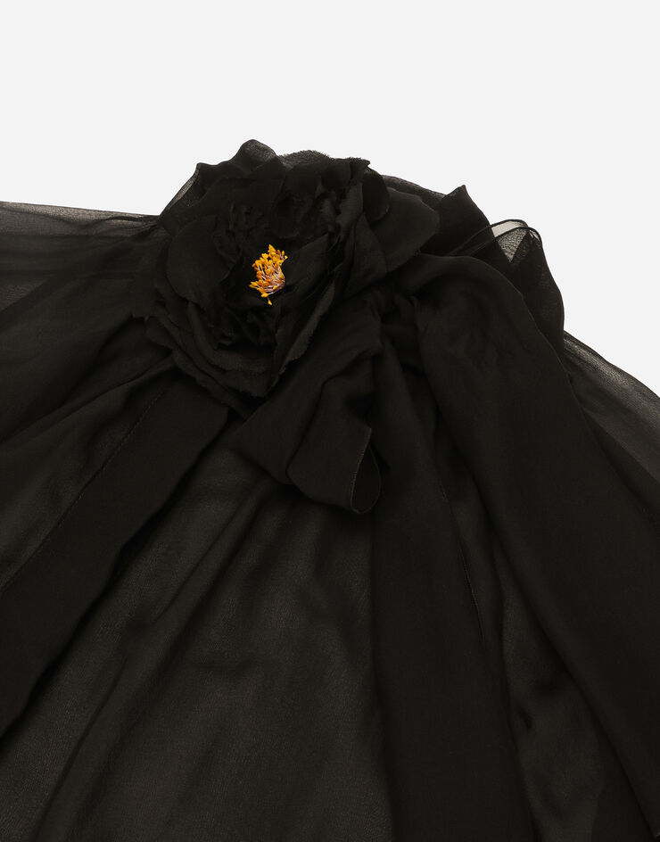Dolce & Gabbana Chiffon pussy-bow shirt Black F5S25TFU1AT
