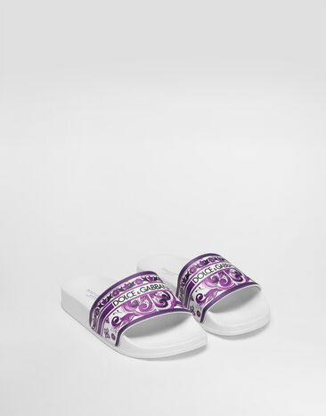 Dolce & Gabbana Majolica-print calfskin slipper Multicolor D10705A1838