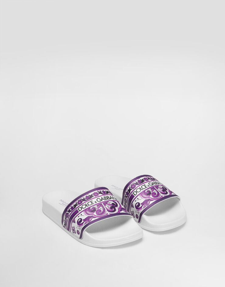 Dolce & Gabbana Majolica-print calfskin slipper Multicolor D10705A1838