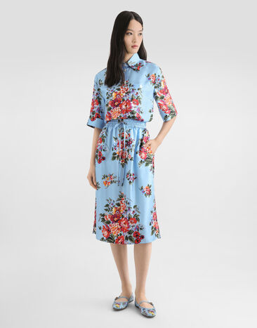 Dolce & Gabbana Flower bouquet-print twill shirt Multicolor F5T50TIS11I