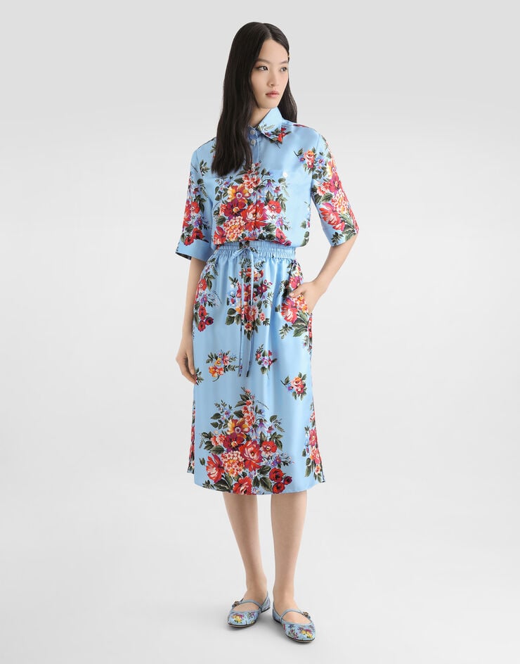 Dolce & Gabbana Flower bouquet-print twill shirt Multicolor F5T50TIS11I