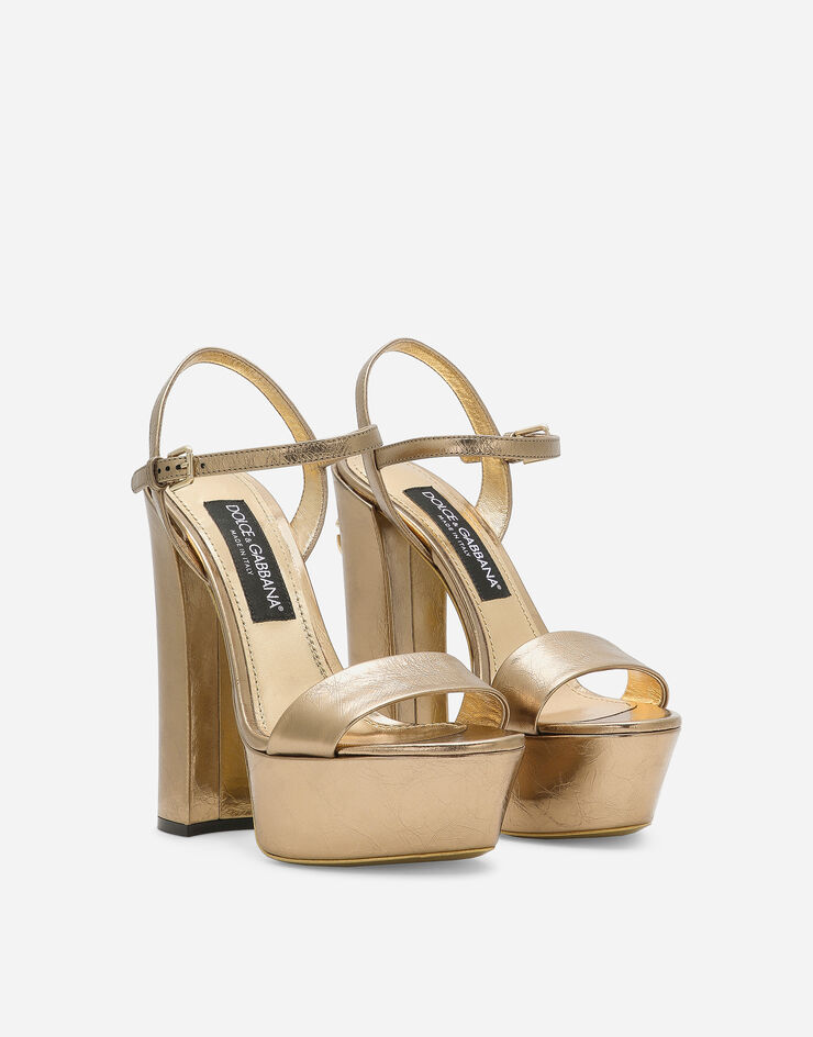 Dolce&Gabbana Foiled craquelé calfskin platform sandals Gold CR1424AO855