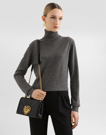 Dolce & Gabbana Medium Devotion bag in quilted nappa leather Black BB7158AW437