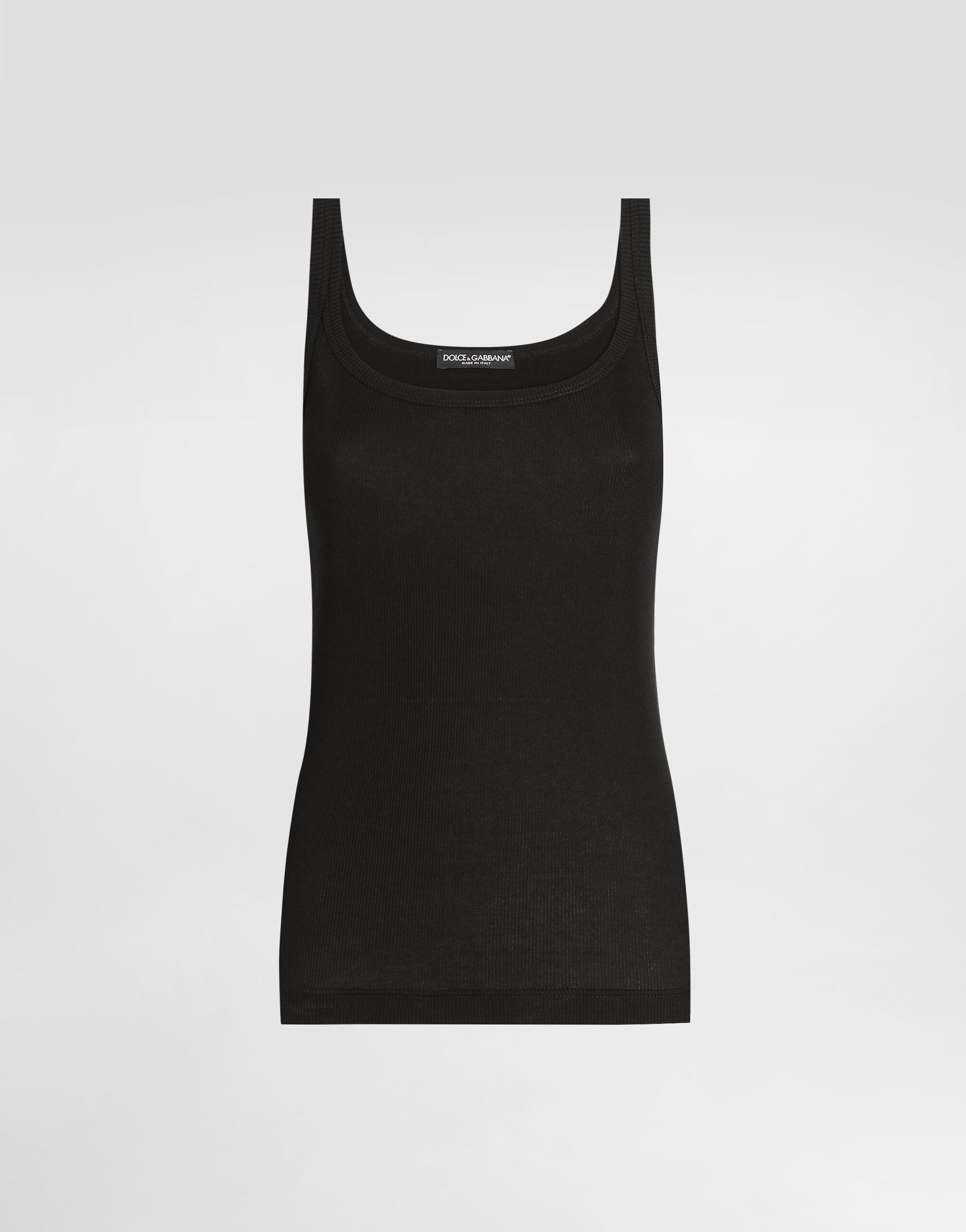 Fine-rib tank top in Black for Women | Dolce&Gabbana® US