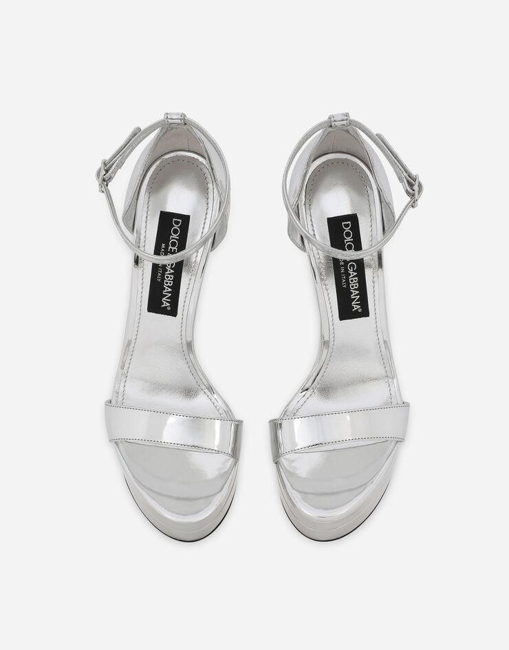 Mirrored-effect calfskin platform sandals in Silver for | Dolce&Gabbana® US