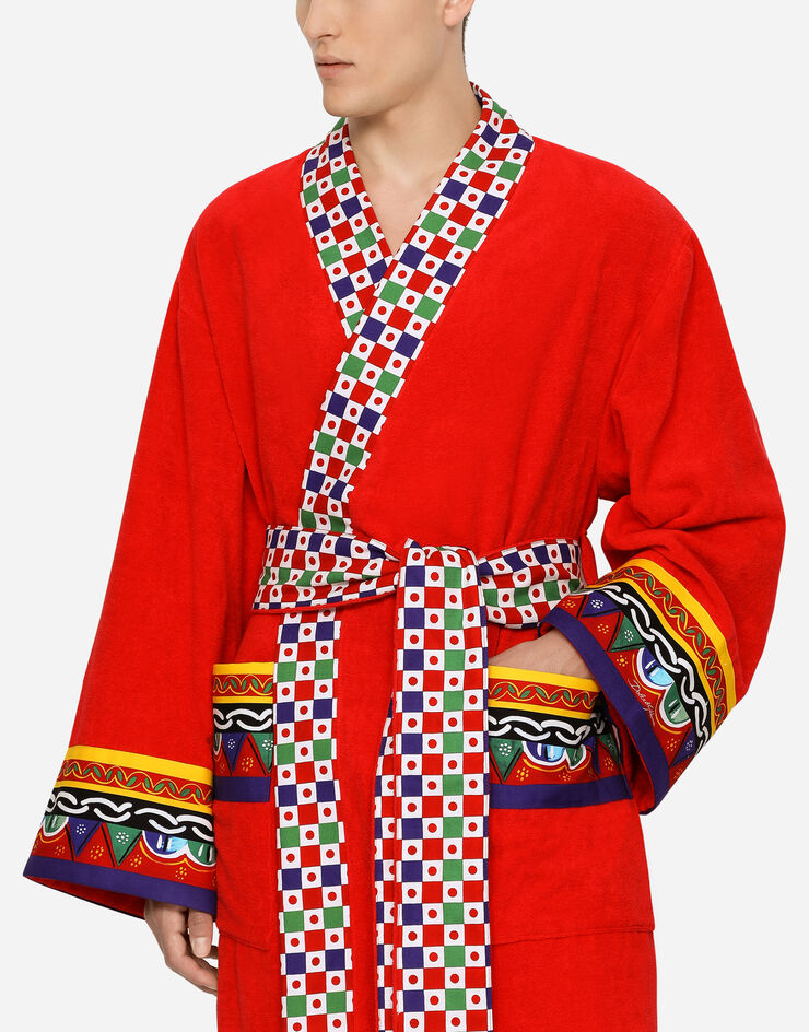 Dolce & Gabbana Cotton Terry Bathrobe Multicolor TCF010TCAGN