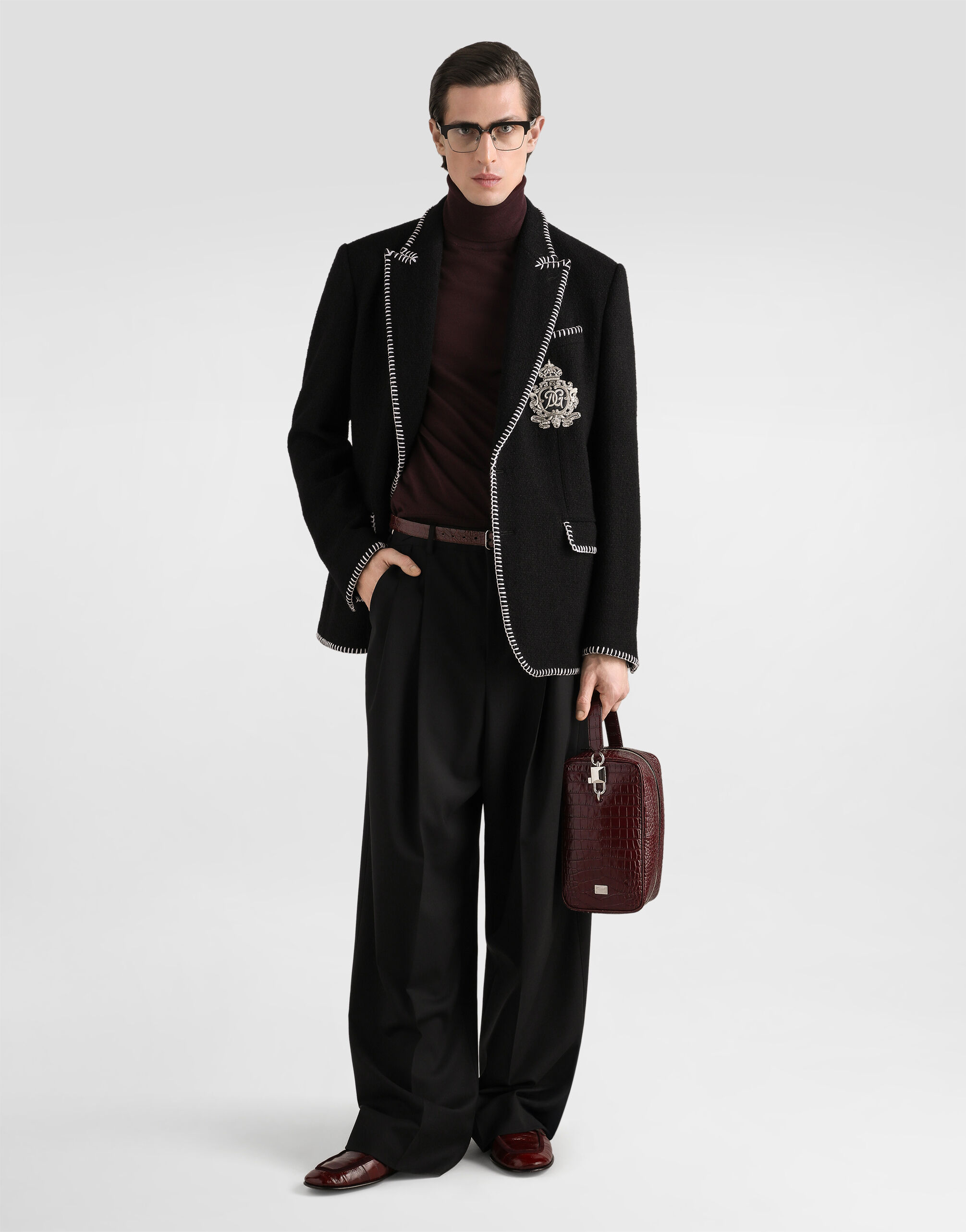 Tweed single-breasted jacket with embroidery - thumbnail 2