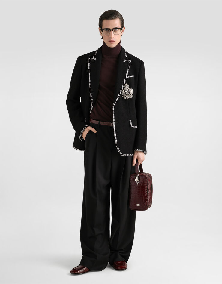 Dolce & Gabbana Tweed single-breasted jacket with embroidery  G2VI4ZFUZEK