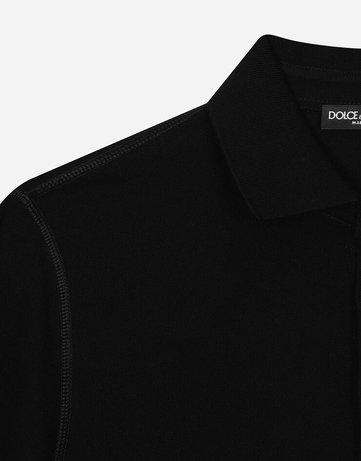 Dolce & Gabbana قميص بولو قطني بتطريز شعار DG أسود G8PL4ZG7NYY