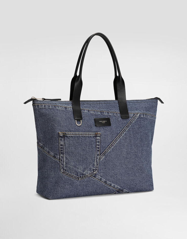 Dolce & Gabbana 丹宁拼饰中号购物袋 蓝 BM2375AQ760