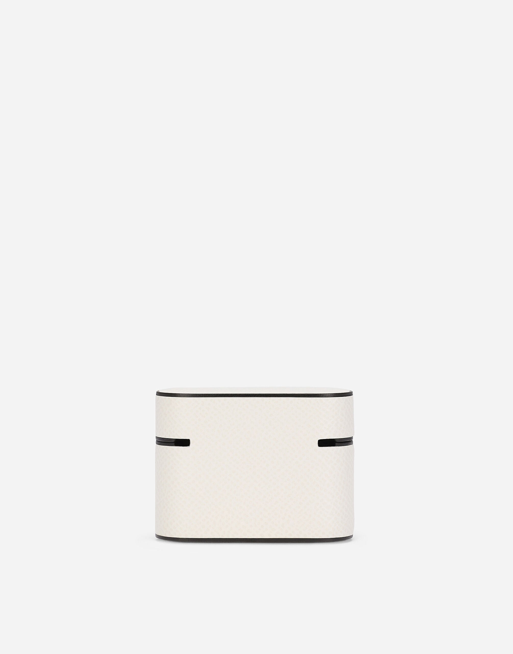 Dauphine calfskin airpods pro case with branded plate in White for
