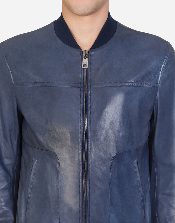 Dolce & Gabbana Leather zip-up jacket 蓝 G9RM6LHULF8