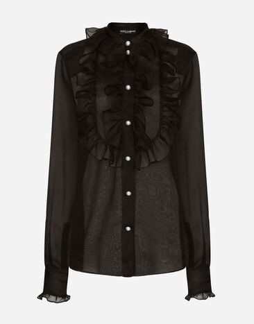 Dolce & Gabbana Organza shirt with shirt front and ruffles Print F7W98THS5NO