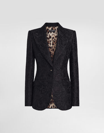 Dolce & Gabbana Single-breasted floral quilted jacquard Turlington jacket Black F27ETTFU106