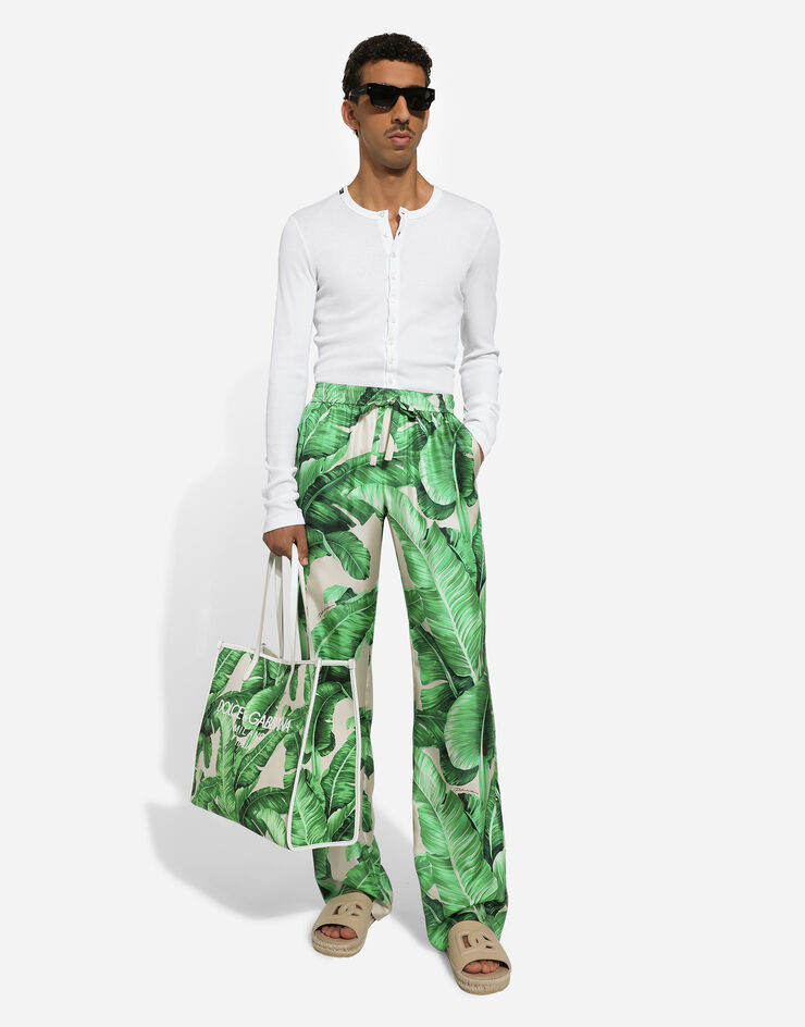 Dolce & Gabbana Пижамные брюки из шелка с принтом банановых пальм принт GVYGATIS1SF