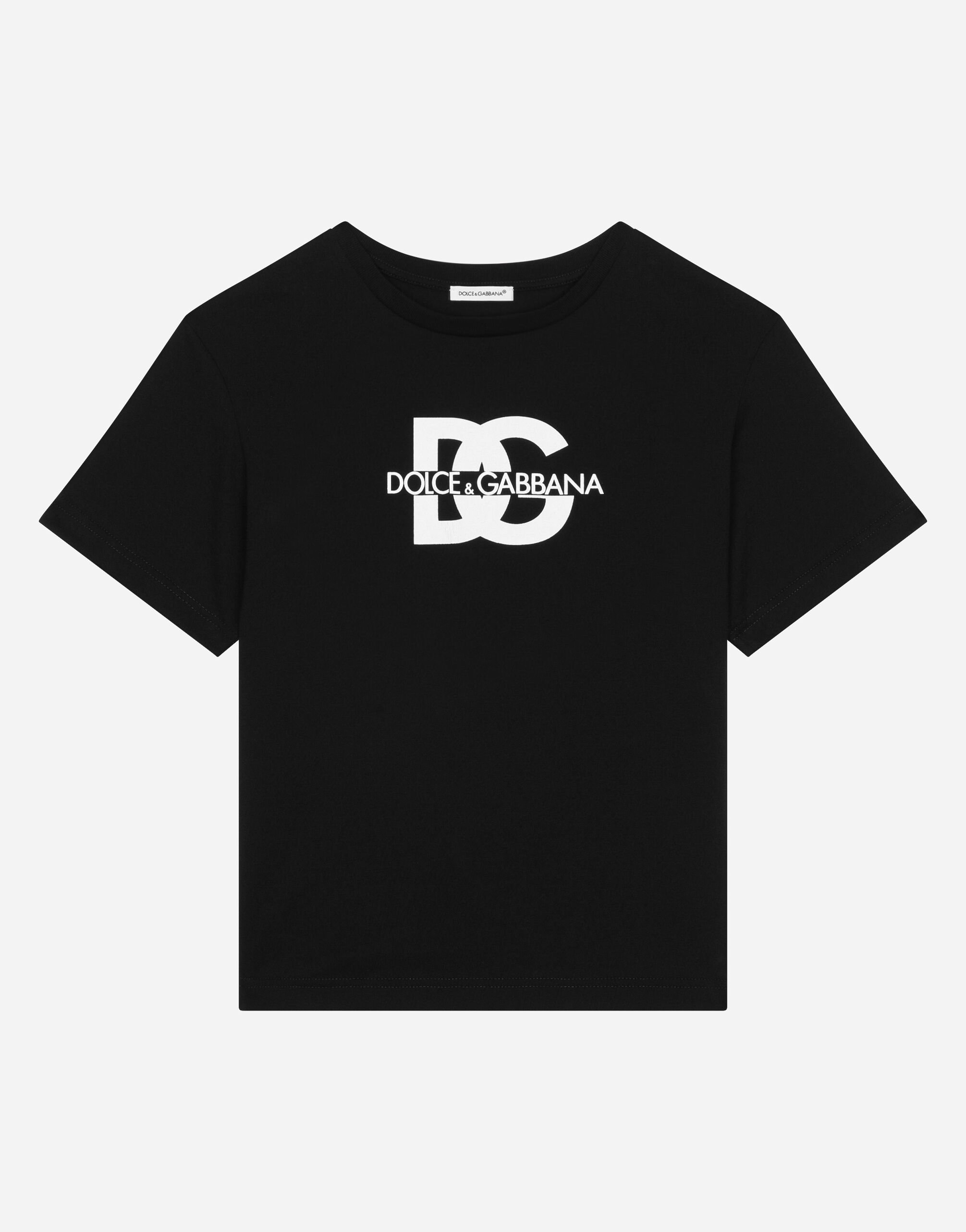 Dolce & Gabbana Jersey T-shirt with DG logo print Black L4JTEYG7K8Z