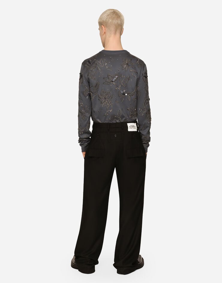 Dolce&Gabbana Tシャツ コットンインターロック エンブロイダリー グレー G8QT0ZHU7H8
