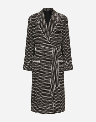 Dolce & Gabbana روب كريب دي تشين بطبعة شعار DG أسود G0936TIS1RF