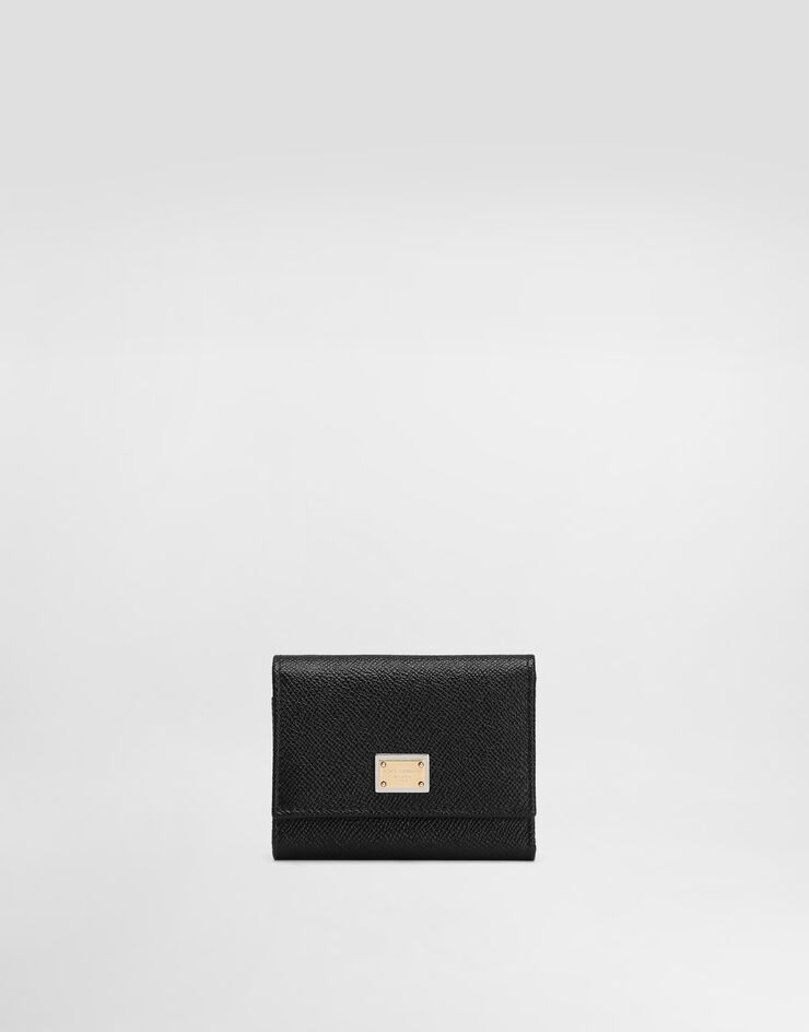 Dolce & Gabbana Geldbörse aus Dauphine-Kalbsleder mit Logoplakette SCHWARZ BI0770A1001