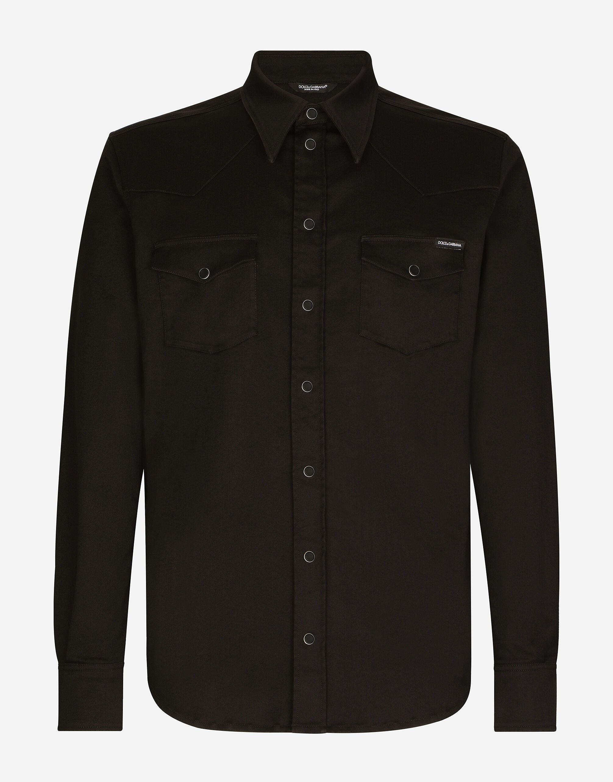 Dolce & Gabbana Camisa vaquera elástica revestida negra Negro G5JG4TFU5U8