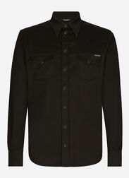 Dolce & Gabbana Coated black stretch denim shirt Black G5JG4TFU5U8