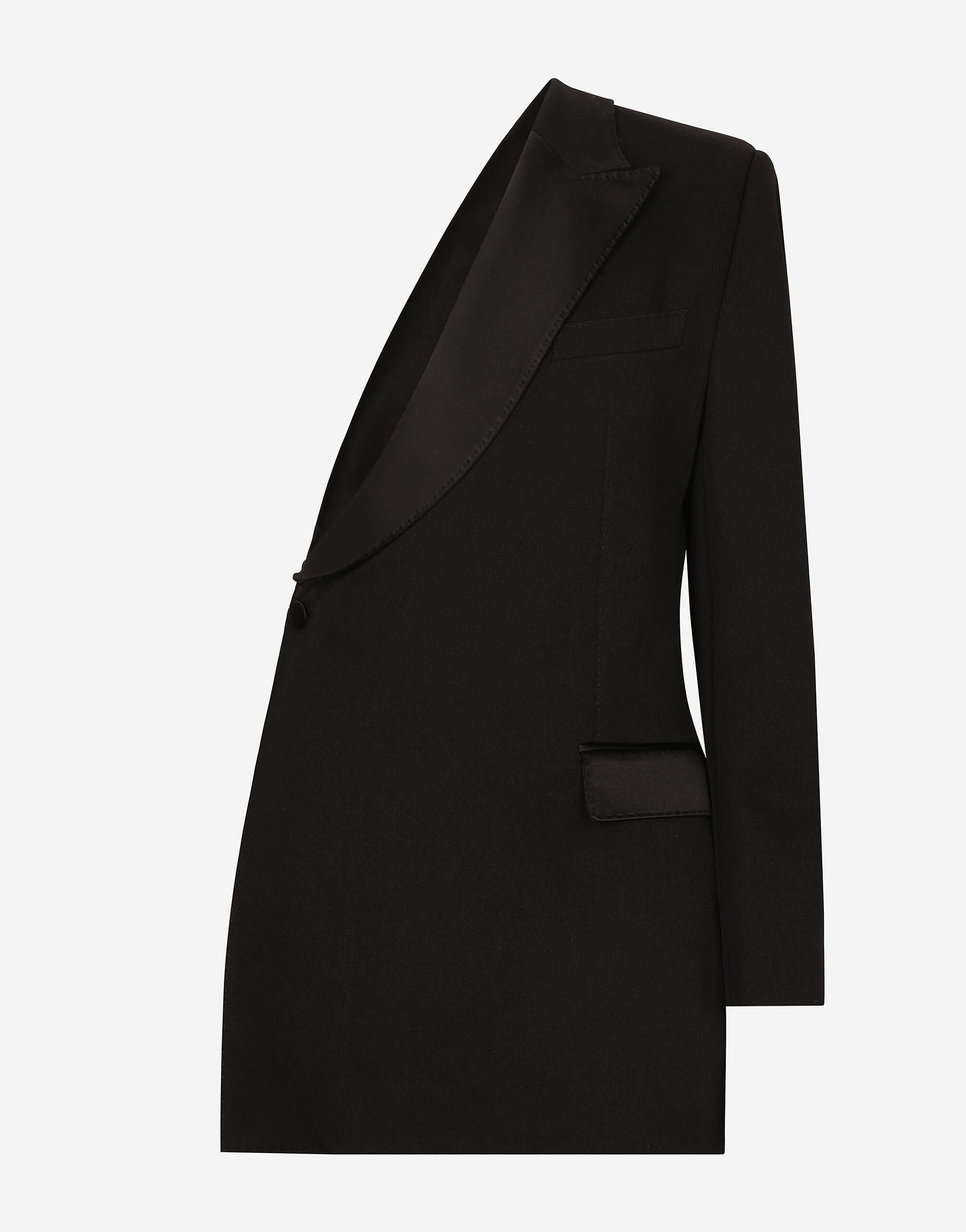 Dolce & Gabbana One-shoulder wool gabardine jacket Black F27AGTFMTAC