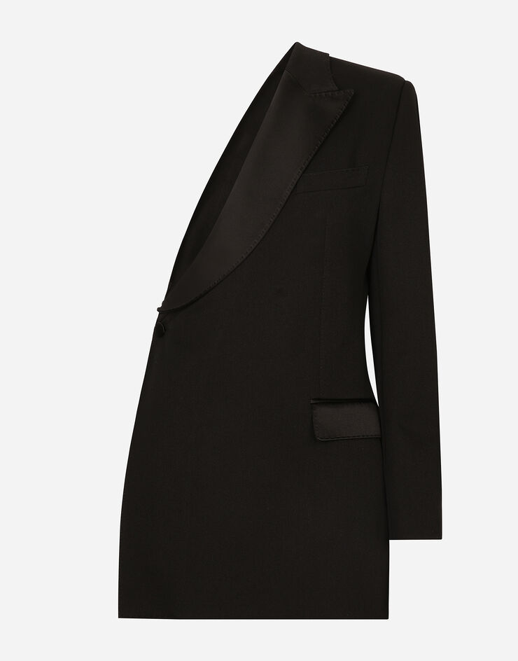 Dolce & Gabbana Veste asymétrique en gabardine de laine Noir F29ZNTFU28J