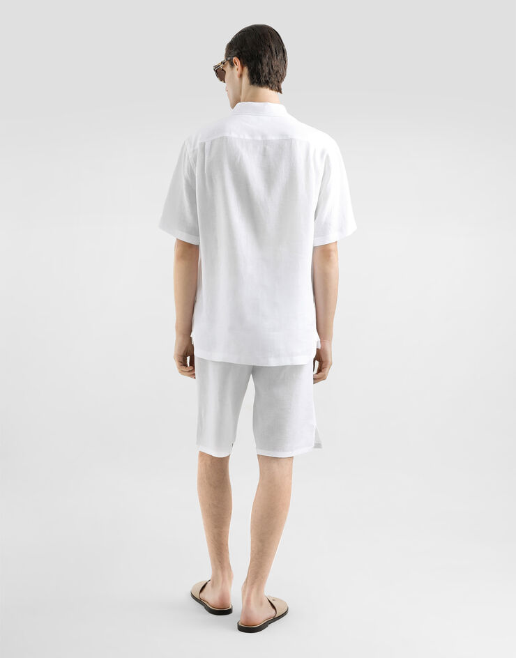 Dolce & Gabbana 徽标刺绣亚麻衬衫 白 G5JH9ZFU4IK