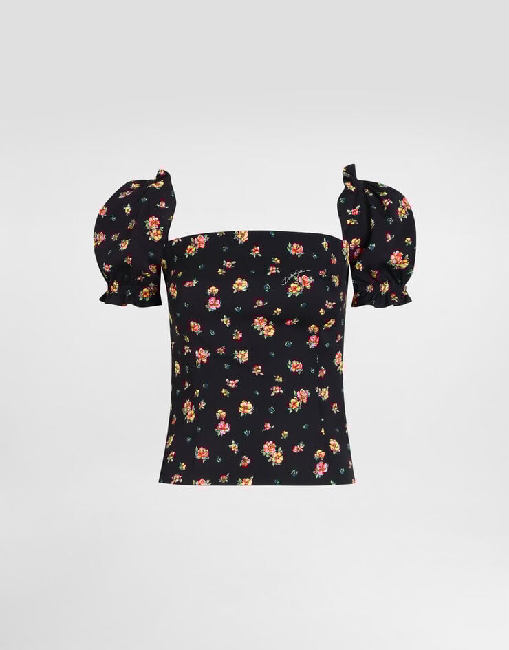 Dolce & Gabbana Top aus Charmeuse mit Blümchen-Print Mehrfarbig F7BH9TFSA8F