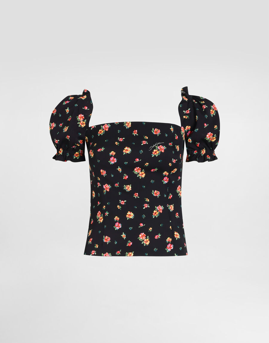 Small floral-print charmeuse top