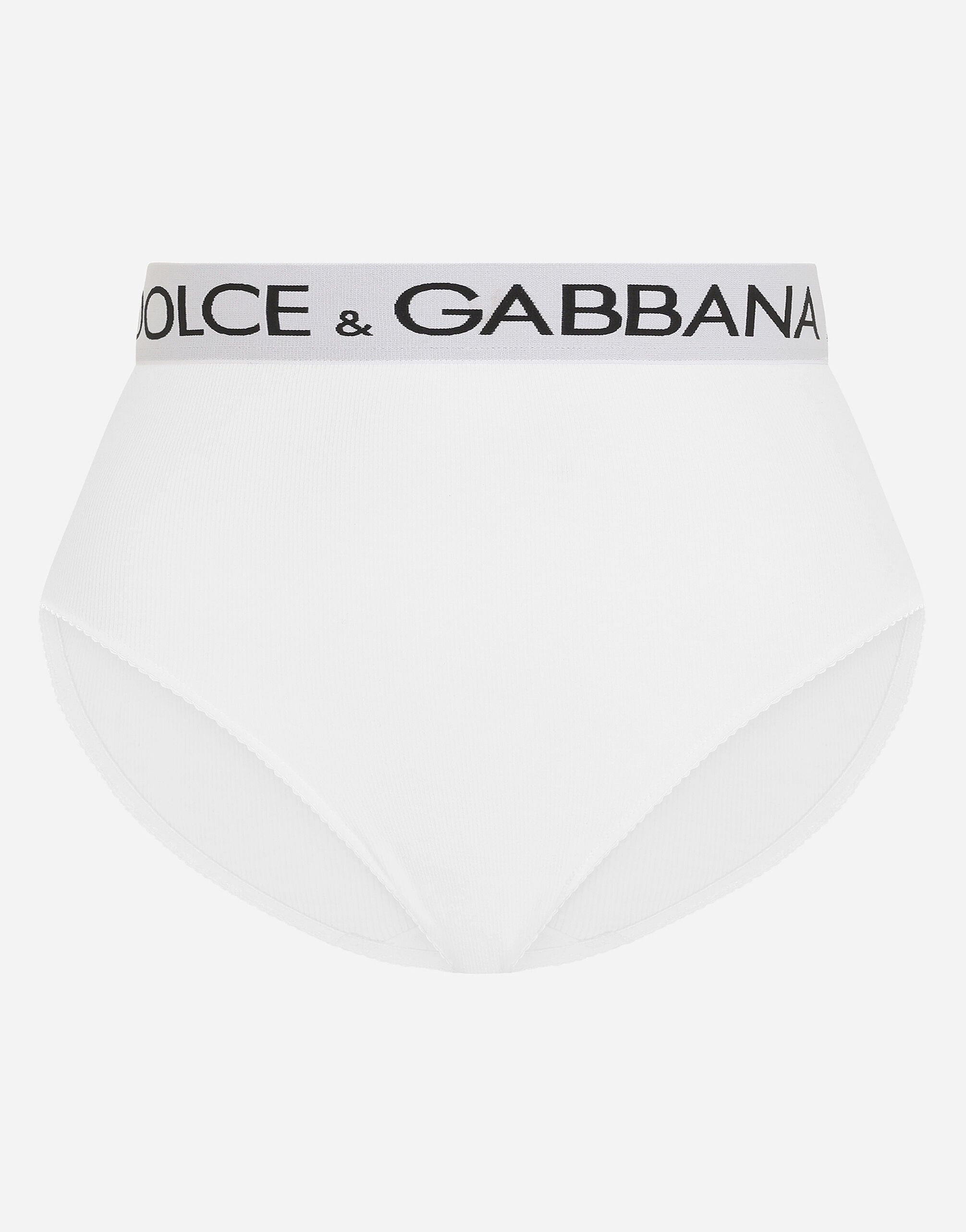Dolce & Gabbana High-waisted jersey briefs with branded elastic White O1G24TONQ79