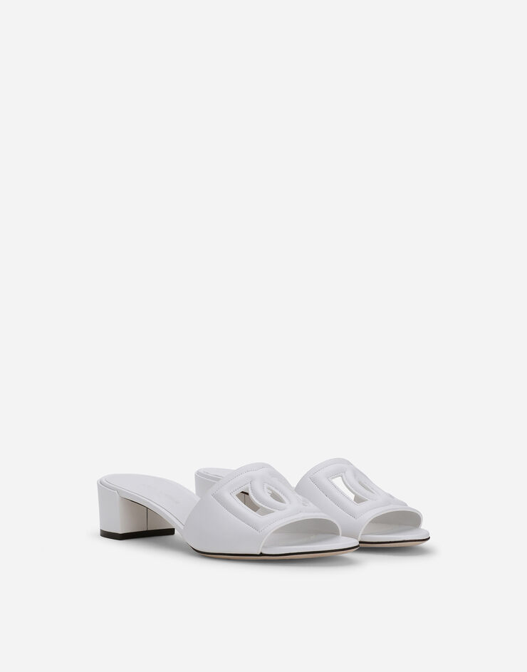 CC 25 Mule White Calfskin Large Double C Logo