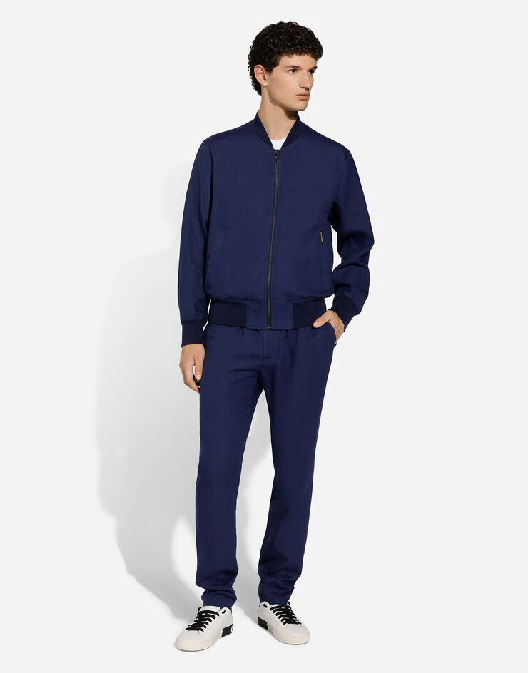 Dolce & Gabbana Unlined linen bomber jacket Blue G9BFNTFU4K6