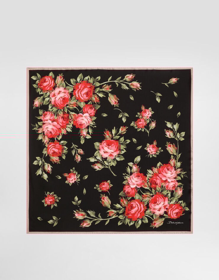 Dolce & Gabbana وشاح من تويل حريري بطبعة باقة أزهار 70X70 Multicolor FN092RGDDPM