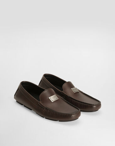 Dolce & Gabbana DG driver calfskin loafers Brown A50596A0065