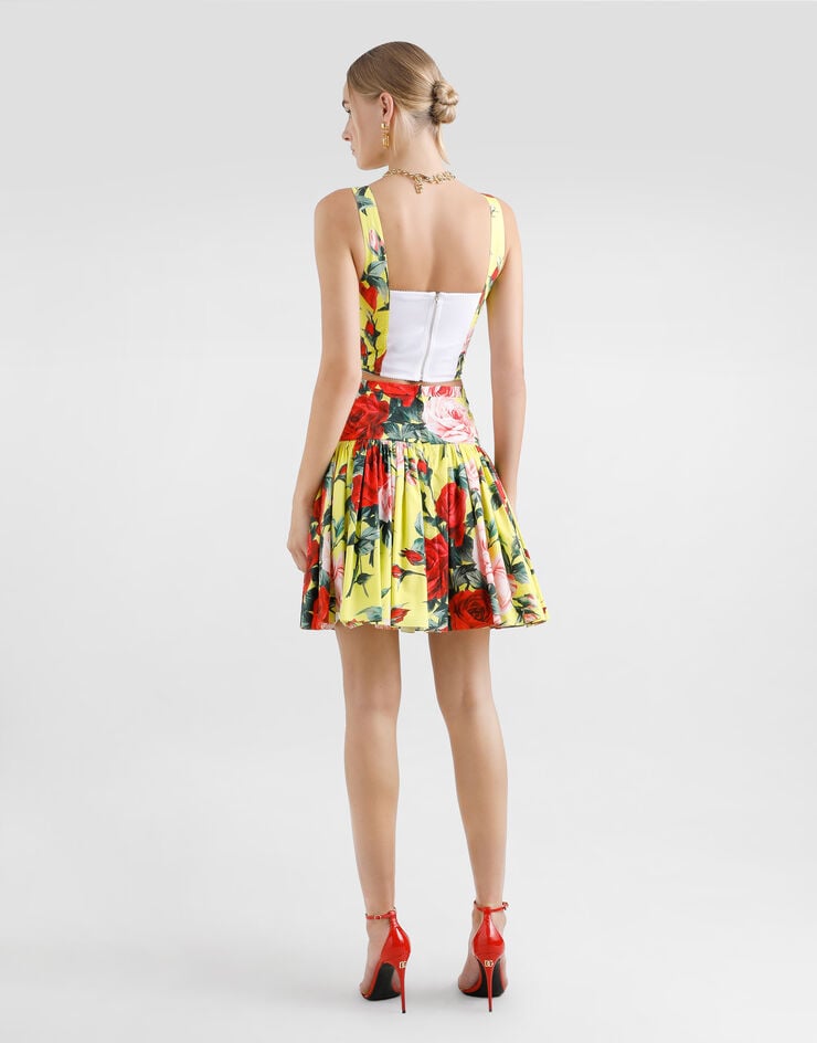 Dolce & Gabbana Top bustier de algodón con estampado Bouquet Imprima F7W98THS5TF