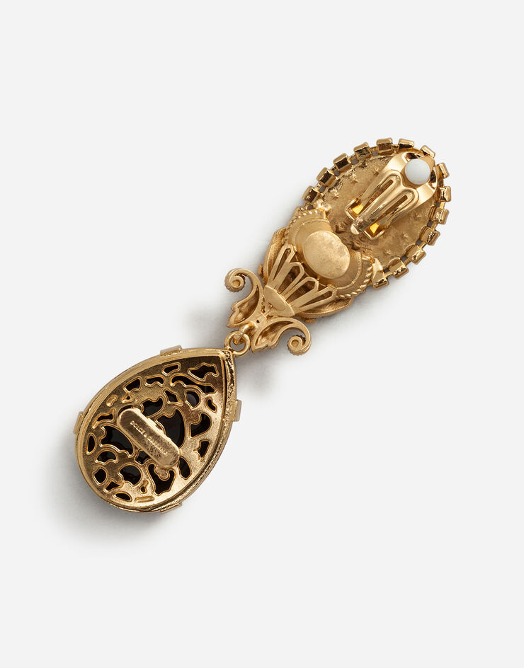 Dolce & Gabbana Pendant earrings with votive decorations and rhinestones NEGRO/DORADO WEM2M1W1111