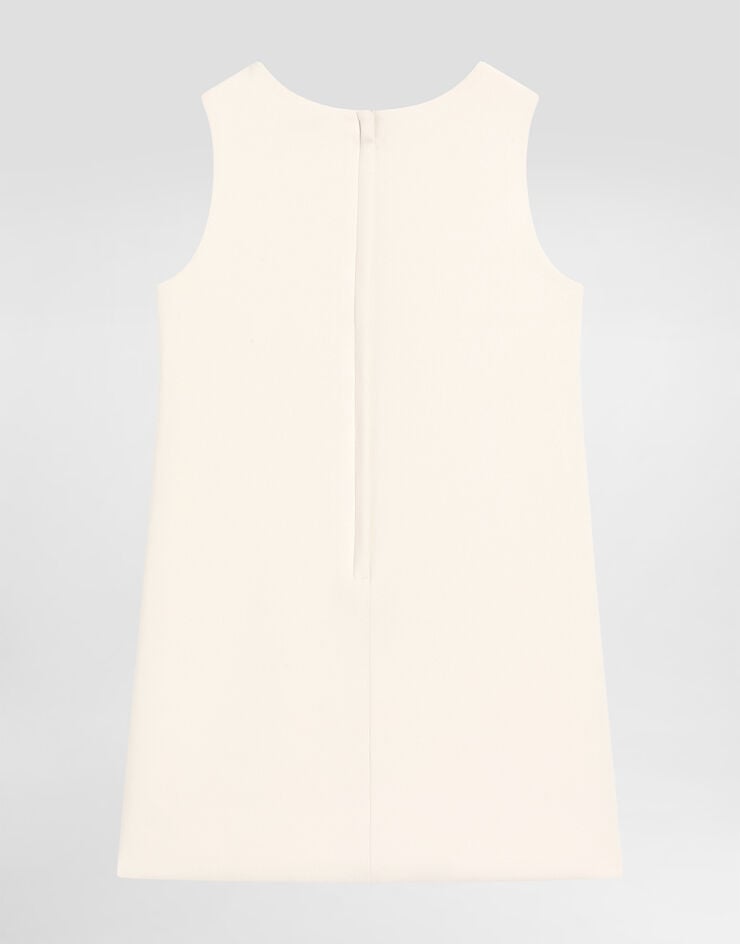 Dolce & Gabbana فستان مخمل ناعم بكولوت White L54DH1FURMM