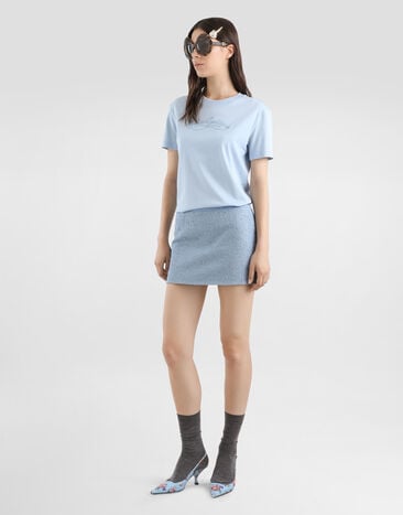 Dolce & Gabbana تي شيرت من جيرسي بتطريز Azure F8V42ZGDDL1