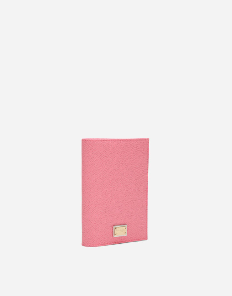 Dolce & Gabbana 로고 플레이트 장식 도핀 카프스킨 여권 홀더 핑크 BI2215A1001