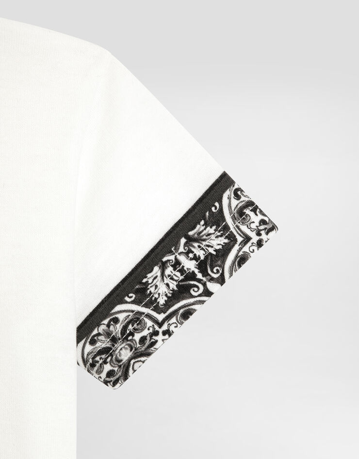Dolce & Gabbana Camiseta de manga corta de punto con estampado de mayólica Multicolor L1JTITG7O9G