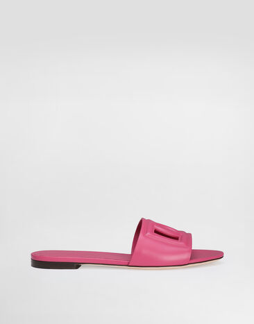Dolce & Gabbana Calfskin slides with DG logo Lilac CQ0436AY329