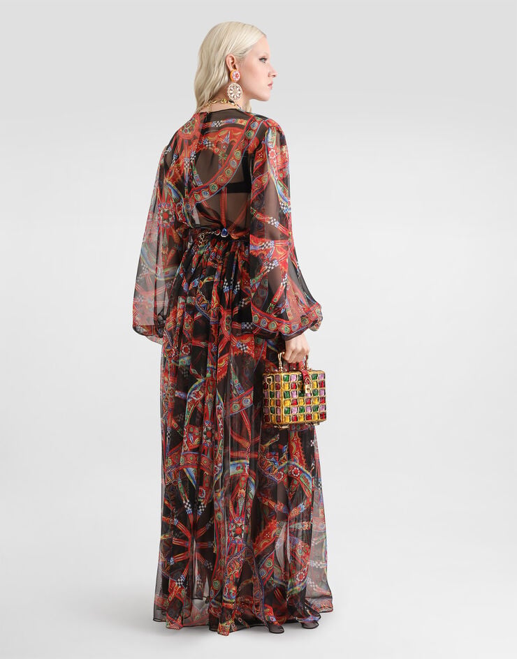 Dolce & Gabbana Carretto-print chiffon long dress Dolce & Gabbana Carretto-print chiffon long dress Multicolor F615QTIS13V
