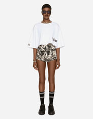 Dolce&Gabbana Cropped short-sleeved cotton jersey T-shirt with round neck DGVIB3 White F8U44ZGDBZR