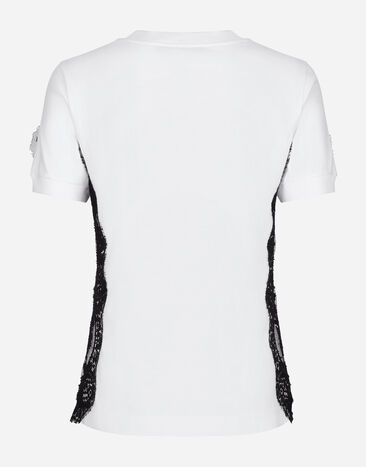Dolce & Gabbana تيشيرت جيرسي بشعار DG وتطعيمات دانتيل أبيض F8N08TGDB7U