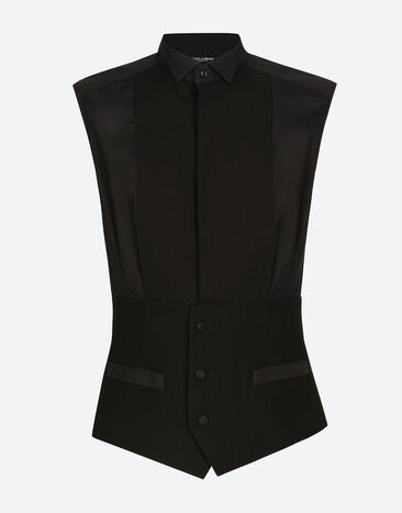 Dolce & Gabbana Camisa de esmoquin sin mangas de algodón Negro G8SD9TFU1NU