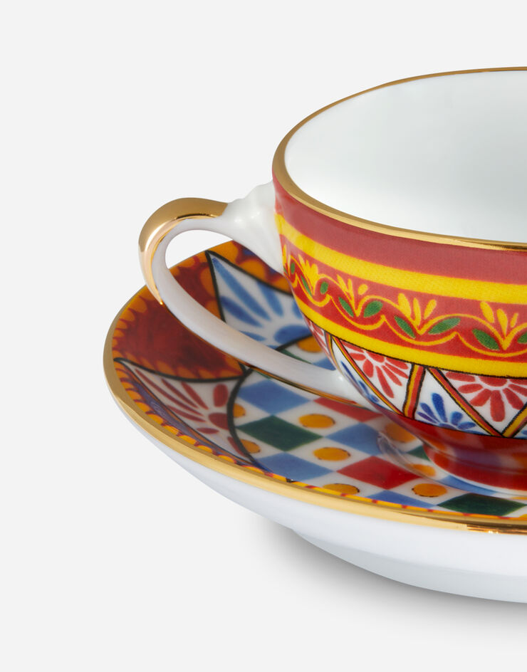 Dolce & Gabbana Tasse à Café avec Soucoupe en Porcelaine Multicolore TC0100TCA24