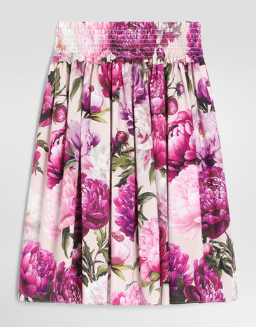 Dolce & Gabbana Peony-print poplin skirt Multicolor L55I83G7QZX